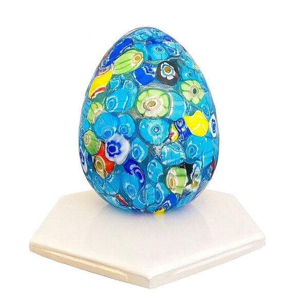 Murano Millefiori Art Glass Egg – Handcrafted Italian Style Collectible Decor - Picture 7 of 7